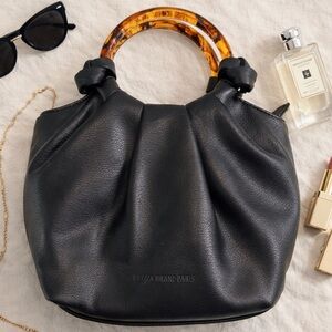 Elizabeth and James Black Tortoiseshell Handle Shoulder Bag